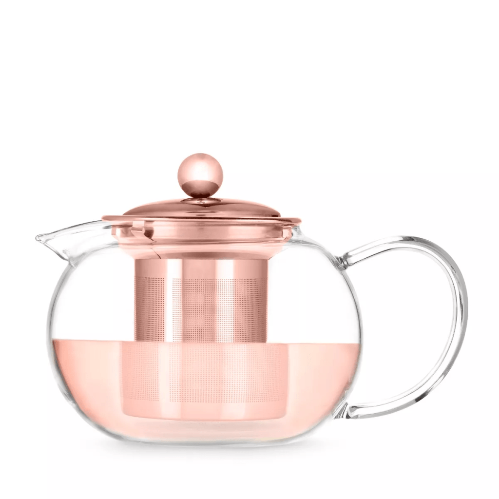 Pinky Up Candace Glass Teapot with Rose Gold Lid